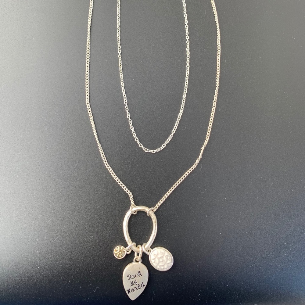 Double chain charm necklace